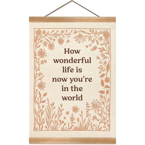 ZTGDA How Wonderful Life is Now Wall Art Decor, Boho Wall Poster,Boho Canvas Hanging Banner Wall Decor for Nursery Playroom Kids Room Home, Office12x16inch