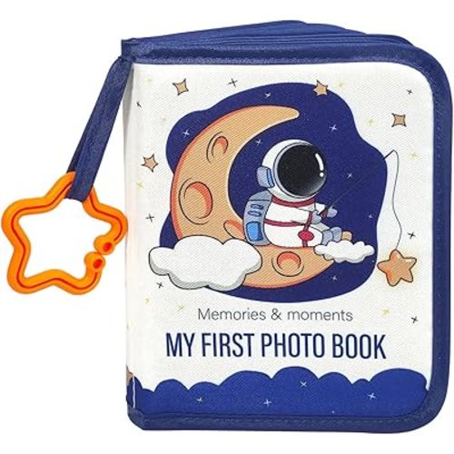 Baby's First Photo Book, First Year Baby Memory Book,Personalized Fabric Photo Album,Family Photo Album,My First Baby Photo Album 4x6 (Astronaut)