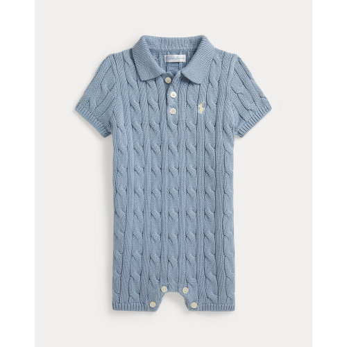 Cable-Knit Cotton Polo Shortall