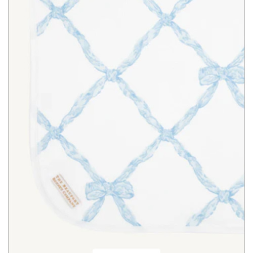 Baby Buggy Blanket - Buckhead Blue Belle Meade Bow with Worth Avenue W