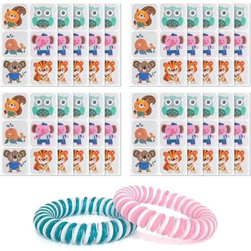 120 Pack Mosquito Patches Stickers for Kids & Adult, Resealable Stickers with 2 Pack Mosquito Bracelet, Mosquito Stickers for Indoor Outdoor Camping & Travel Summer Camp Essentials
