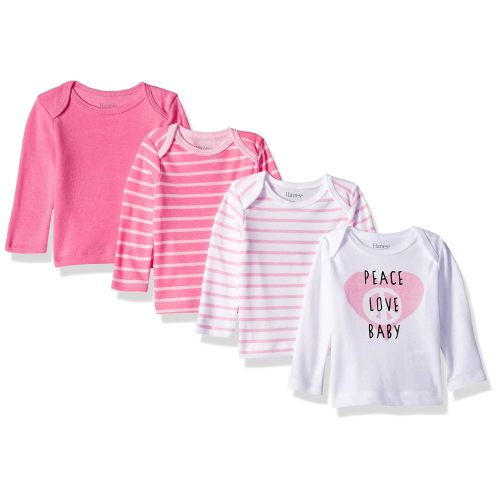 Hanes Baby and Toddler Long Sleeve Flexy Soft Knit Expandable Shoulder Pullover Undershirt (4 Pack)