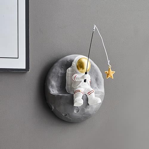 Creative Astronauts Wall Sculpture Decor 3D Background Wall Decor Outer Space Man Wall Decorations for Living Room Bookshelf Bedroom Home Play Room Decoration, Space Themed Gifts