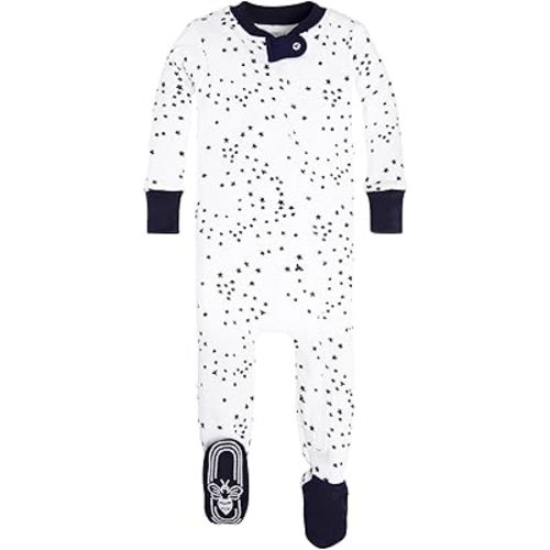 Burt's Bees Baby Baby Boys' Pajamas, Zip-Front Non-Slip Unisex Footed Sleeper Pjs, Organic Cotton
