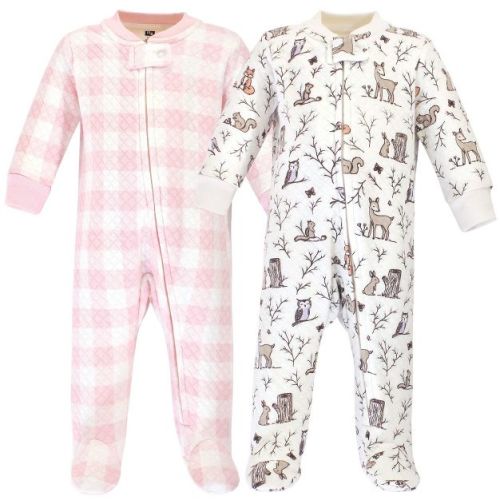 Hudson Baby Infant Girl Premium Quilted Zipper Sleep And Play 2pk, Enchanted Forest, 0-3 Months