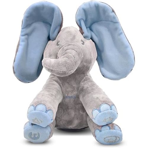 Dimple Kyle Peek A Boo Elephant Toy, Interactive Singing Stuffed Elephant Plush with Moving Ears, Musical Stuffed Animal for Babies and Toddlers, Adorable Baby Toy