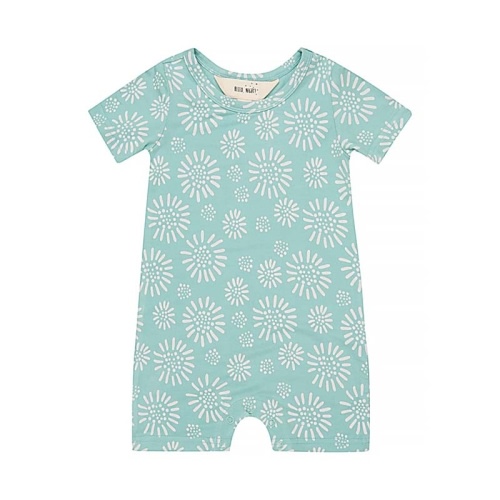 Bamboo Baby Romper Aqua Spring Print - Size 3-6M
