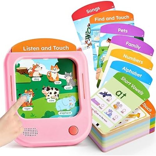 JoyCat Kids Learning Tablet, 156 Pages Tap-to-Read Flash Cards with 20 Interactive Games, Montessori Toy for Alphabet, Phonics, Words, Simple Math & Songs, Birthday Gifts for 2-6 Years Old