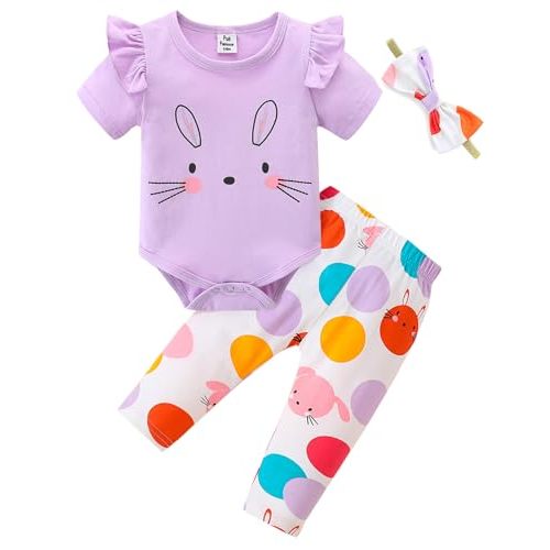 Fullfamous Baby Girl's 3pc Frill Long Sleeve Romper and Pant Set