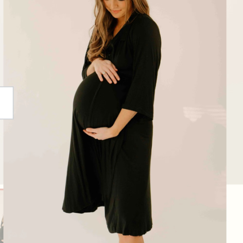 Lila Labor & Postpartum Gown in Black