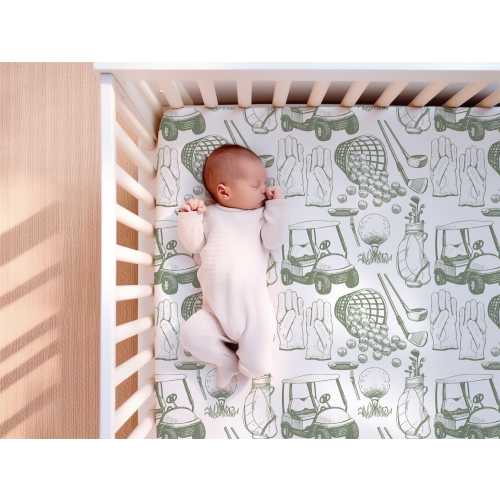 Golf Crib Sheets Boy, Mini Crib Sheet, Sage Green Baby Boy Bedding, Golf Crib Bedding, Vintage Golf Nursery Decor, Golf Nursery Bedding Boy