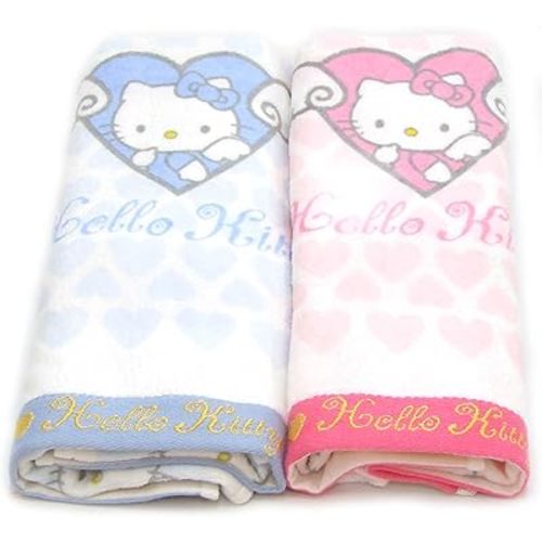 Hello Kitty Towel Set 2 pcs 31.5X15.7 100% Cotton Bath Shower Pink Blue