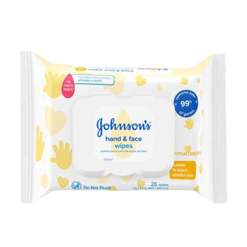 Johnson's Baby Disposable Hand & Face Cleansing Wipes, Pre-Moistened Wipes, Gentle for Delicate Skin - 25ct
