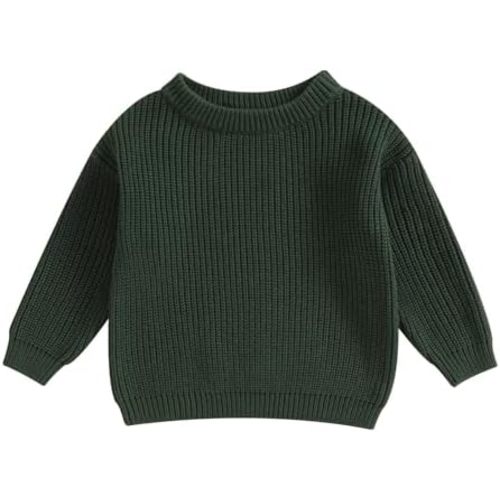 Baby Girl Boy Toddler Knit Sweater Cute Round Neck Long Sleeve Blouse Pullover Oversized Sweatshirt Warm Kids Tops