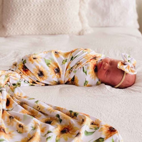 Savannah's Sunflowers Oversized Swaddle Blanket