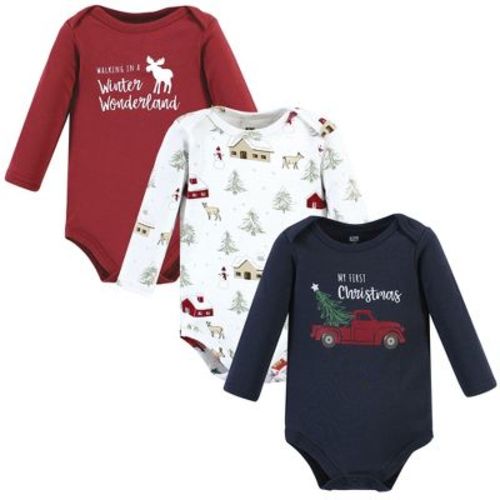 Hudson Baby Infant Boy Cotton Long-Sleeve Bodysuits, Boy Holiday Village, 18-24 Months