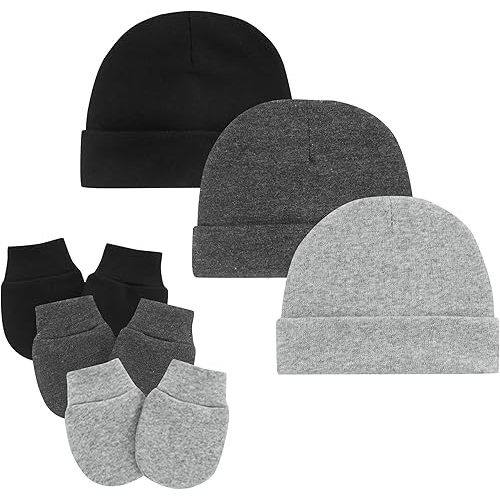 Zando Baby Hats and Mittens Newborn Hospital Hat Essentials Warm Knit Beanie Safety Anti-Scratch for Boys Girls 0-6M