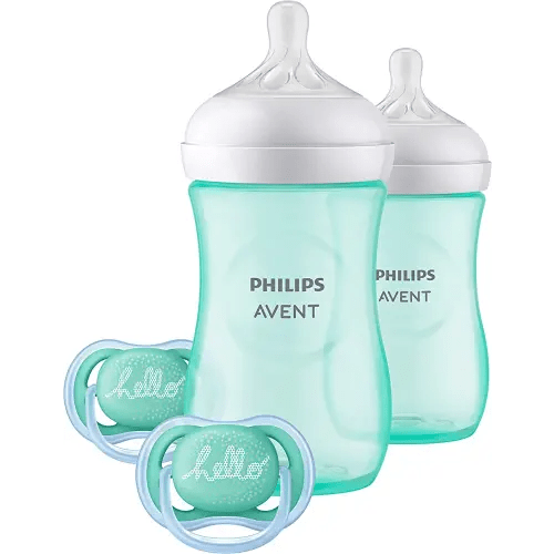 Philips AVENT Natural Baby Bottle with Natural Response Nipple, Teal Baby Gift Set, SCD837/02