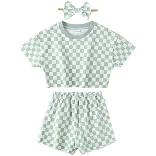 WESIDOM Toddler Girl Clothes Baby Girls Outfits 6M-5T Summer Floral Print Shirt+Shorts+Headband 3pcs Baby Clothing