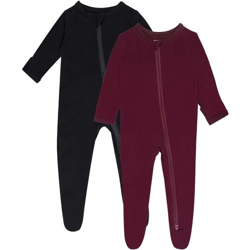 GUISBY Rayon Baby Footed Pajamas with Mitten Cuffs,Soft Long Sleeve Romper 0-18 Months