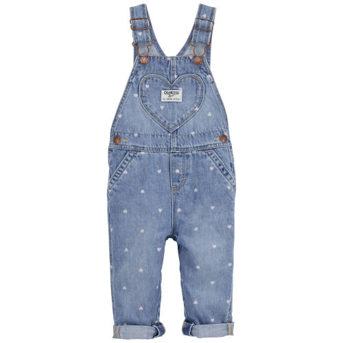 Baby Heart Print Denim Overalls
