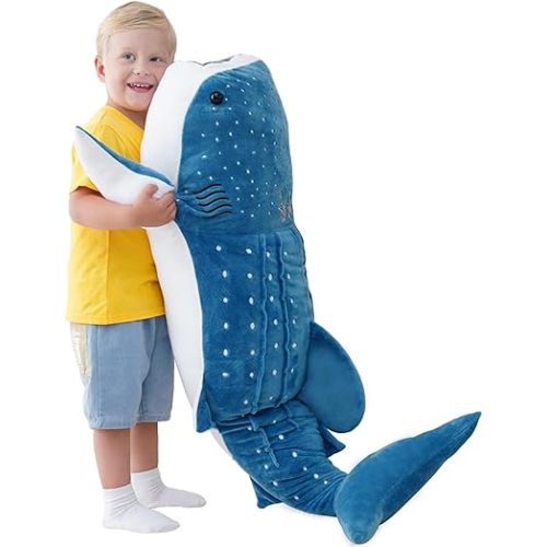 39inch Whale Shark Stuffed Animal Giant Whale Shark Plush Pillow Toy Realistic Big Whale Shark Stuffed Animals Plush Huge Stuffed Whales Large