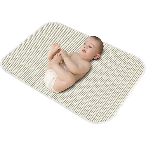 Baby Diaper Changing Pad, 21 5/8" x 31.5" Waterproof Changing Pad Liners - Reusable Soft and Absorbent Portable Changing Mat(Stripe1PCS)