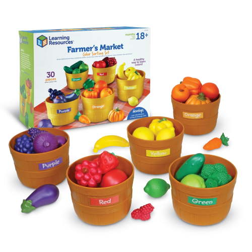 Learning Resources Farmer’s Market Vegetable Color Sorting Set, Toddler Play Food, Age 18 Months+, 30 Pieces