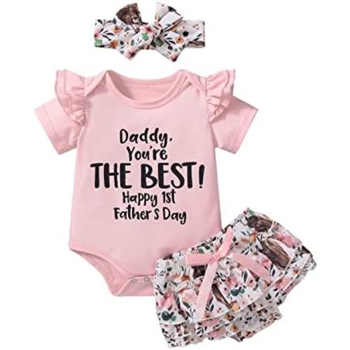 Daddys Girls Baby Clothes Shorts Sleeve Romper Floral Shorts Newborn Baby Girl My First Fathers Day Outfit