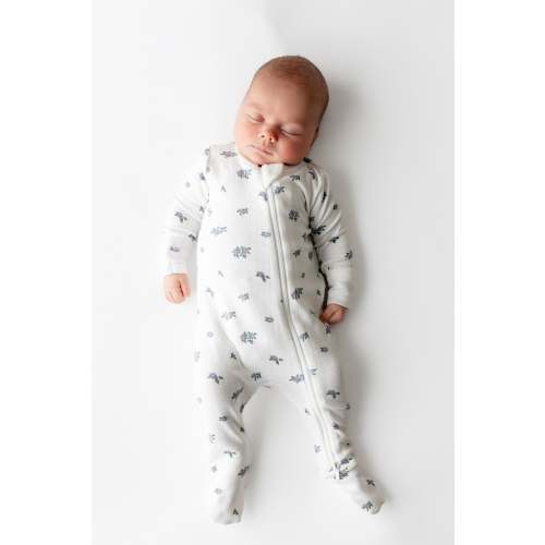 Pointelle Zippered Footie in Spray Rose