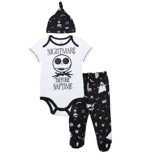 Disney Nightmare Before Christmas Baby Bodysuit, Pants and Hat 3 Piece Outfit Set