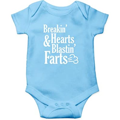 AW Fashions Breakin' Hearts & Blastin' Farts Baby Bodysuit Funny Cute Infant Clothing Baby Wear Apparel