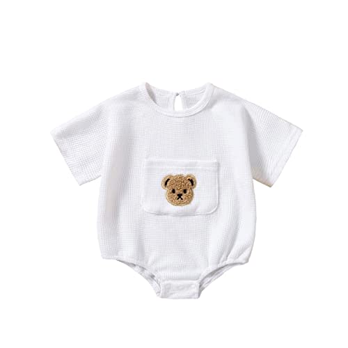 Douhoow Cute Baby Sweatshirt Romper Waffle Knit Baby Clothes Infant Girl Boy Fall Winter Outfits