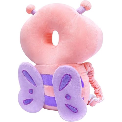 JunNeng Baby Walker 3-Sided Head Protector Backpack Wear, Toddler Head Protection Safety Pad, Pink Butterfly