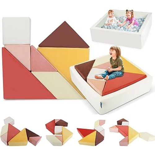 Kids Play Sofa, Nugget Couch Tangram Square Puzzles Couch Furniture, Modular Kids Play Couchs Furniture, Puzzle Solving Couchs Building Fort for Playroom Bedroom Boys Girls Teens, Dawn