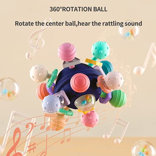 Baby Teething Toys Sensory Baby Toys chew Toys Teething Ball Rattle teethers Toys Grasping Activities Baby Toys for 0-6-12-18 Months Girls Boys Gifts(Blue)