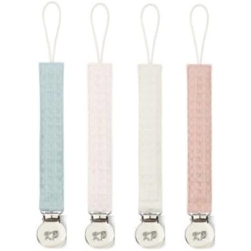 Pacifier Holder Pacifier Clips 4 Pack,Soft Fabric Strap, Silky Plush Pacifier Leash for boy and Girl 4 Pack