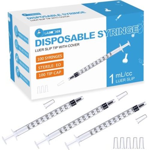 100 Pack 1ml Oral Syringes for Liquid Measuring, Labs, Pets