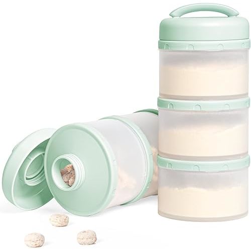 Termichy Stackable Formula Dispenser Portable Milk Powder Container, 2 Pack, Light Green