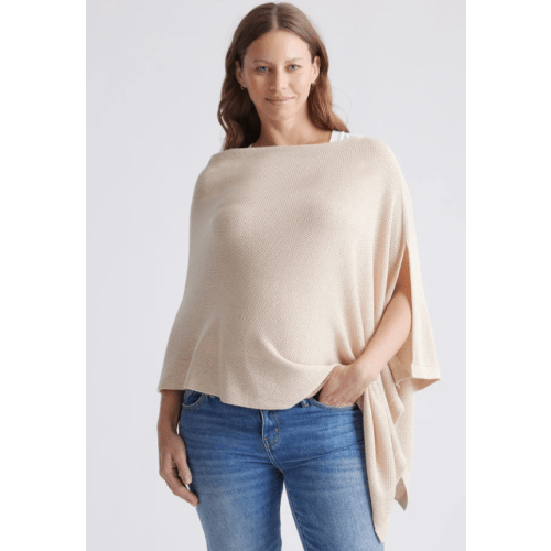 Heather Oatmeal Lightweight Cotton Cashmere Nursing Shawl