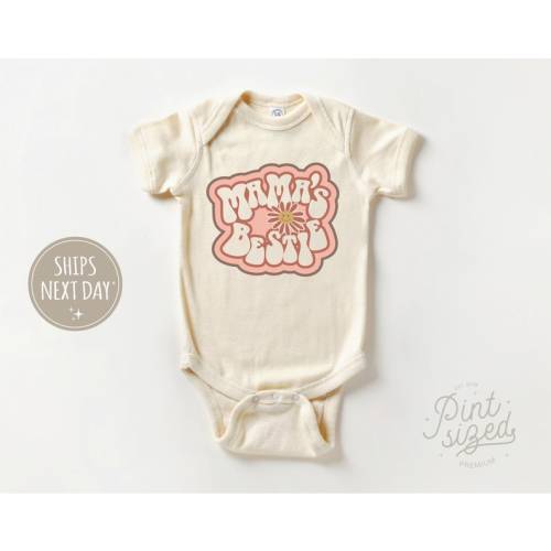Mama's Bestie Onesie® Retro Girls Bodysuit I Love My Mom Natural Onesie® - Etsy
