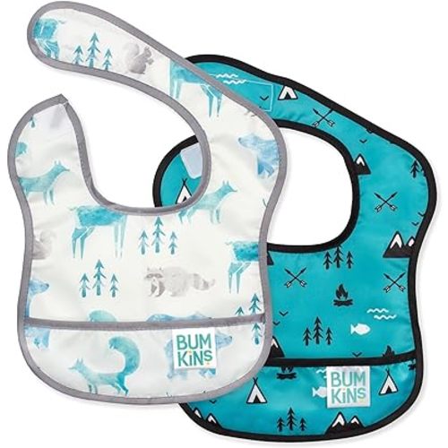 Bumkins Bibs, for Baby Girl or Boy, Infant 3-9 Months, Essential Must Have for Eating, Feeding, Baby Led Weaning, Mess Saving Waterproof Soft Fabric, Starter Bib 2-pk Outdoors and Wildlife