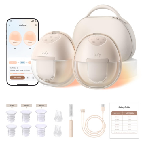 eufy Security Heated Wearable Breast Pump S1 Pro, Slim Hands-Free with Industry-Leading HeatFlow Tech, Wireless Charging Case, App-Controlled OptiRhythm, Hospital-Grade Suction, in-Bra Use