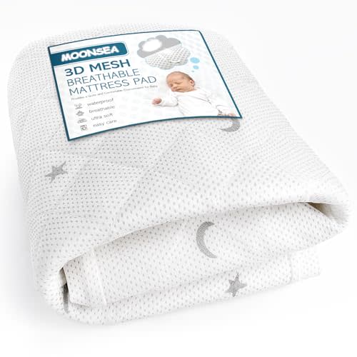 Waterproof Breathable Crib Mattress Pad, Removable Mattress Pad with Waterproof Layer for Baby and Toddler Beds, Standard Crib Size