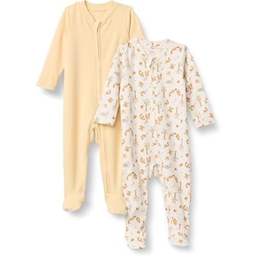 Amazon Essentials x Sofia Grainge Unisex Babies' Cotton Footed Sleep and Play Bodysuit, Pack of 2