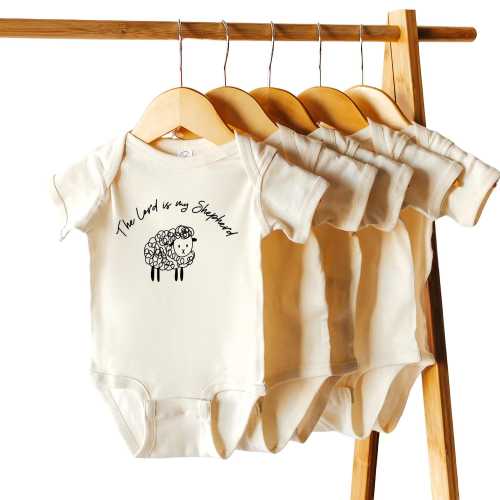 The Lord Is My Shepherd Baby Bodysuit, Cute Sheep Christian Kids Clothing, Faith One Piece, Christian Baby Gift