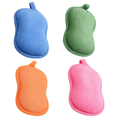 HEMOTON 4pcs Natural Plant Fiber Exfoliating Sponges Baby Bath Sponge (Random Color)