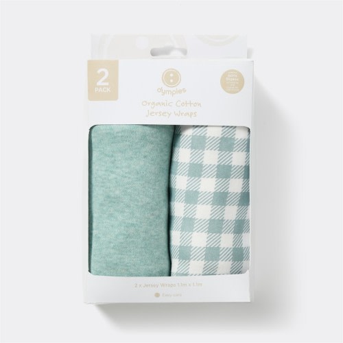 Dymples Organic Cotton Jersey Wraps 2 Pack - Blue