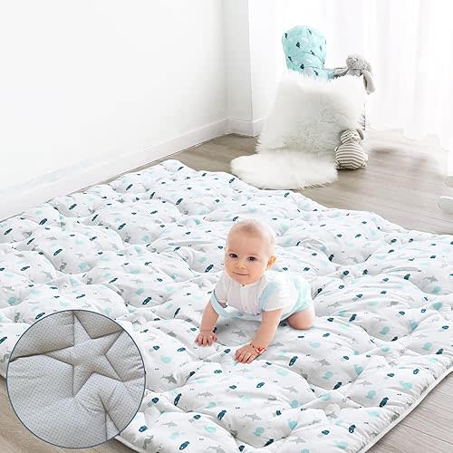 Baby Play, 50'' x 50'', One-Piece Non Slip, White Print