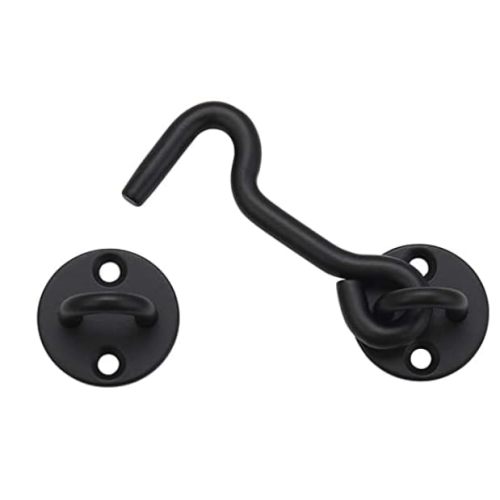 Raswik 4” Privacy Hook and Eye Gate Latch Easy Lock for Barn Door, Black